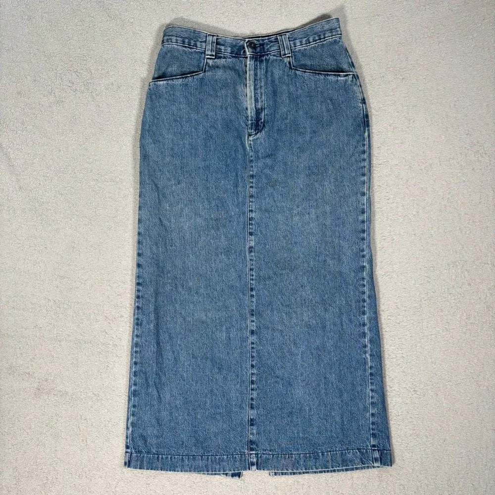 Vintage Lee Casuals Denim Midi Maxi Womens Size 28 Waist Skirt Blue Jean‎ Rodeo